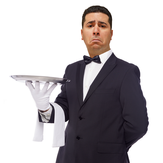 Butler with outlet tray