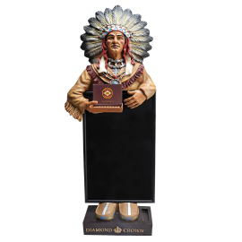 Diamond Crown Wooden Indian with Chalkboard 