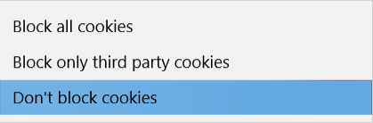Finally, click on the Don't block cookies option.