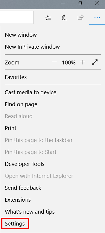 Find the ellipsis icon on the top right of the browser, and click on the Settings option.