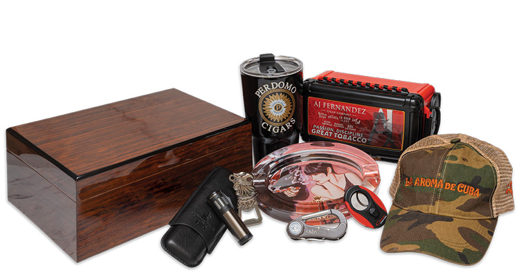 Cigar Gear Prize package feature a hat, ashtray, humidor and more! Mobile version